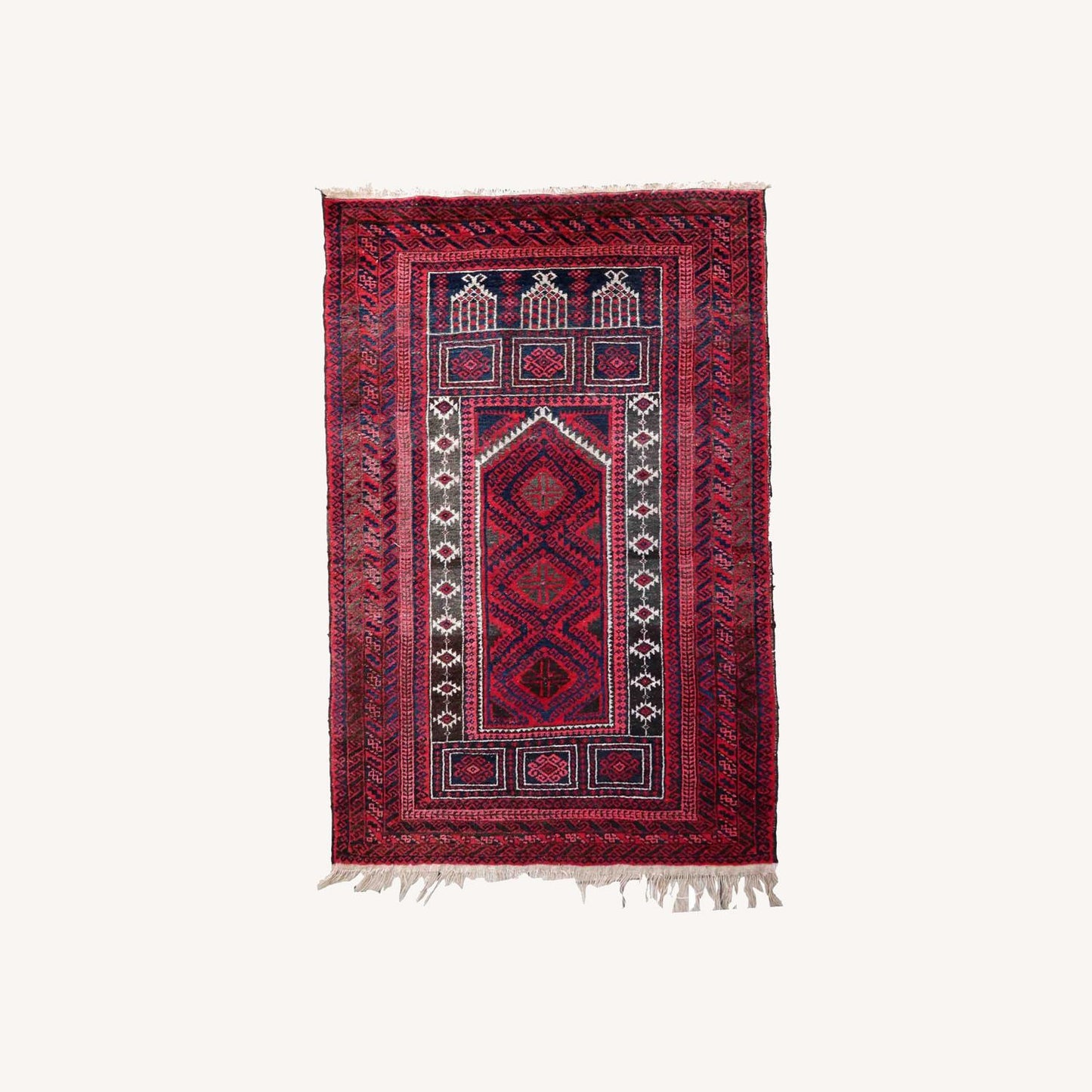 Handmade Vintage Afghan Baluch Prayer Rug