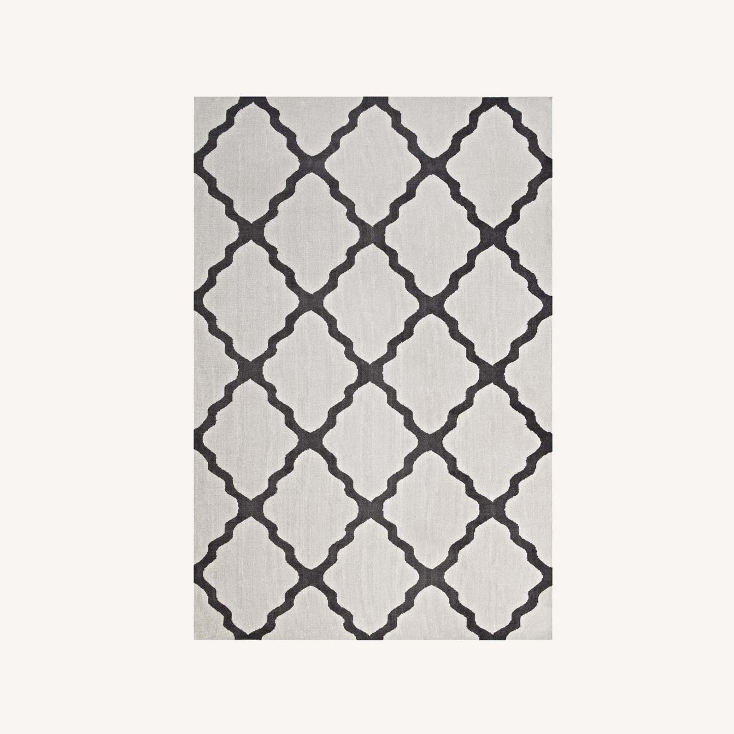 Other 5x8 Area Rug In Ivory & Charcoal Lattice Design