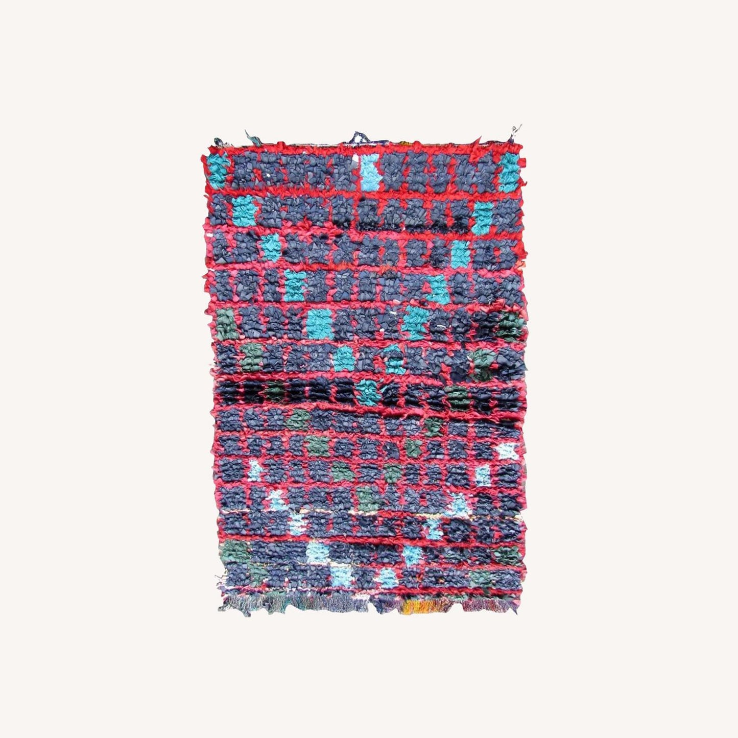 Handmade Vintage Moroccan Boucherouite Rug