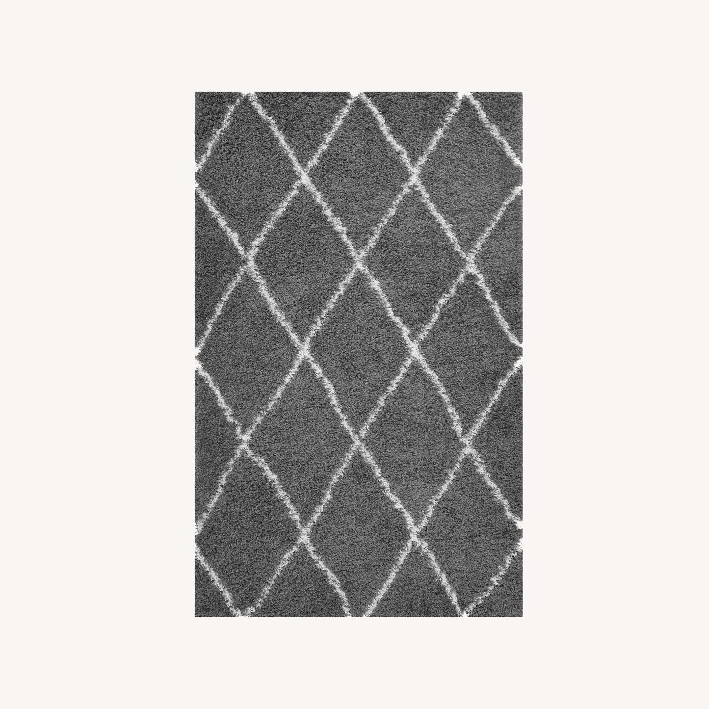 Other 5x8 Area Rug In Dark Gray & Ivory Diamond Lattice