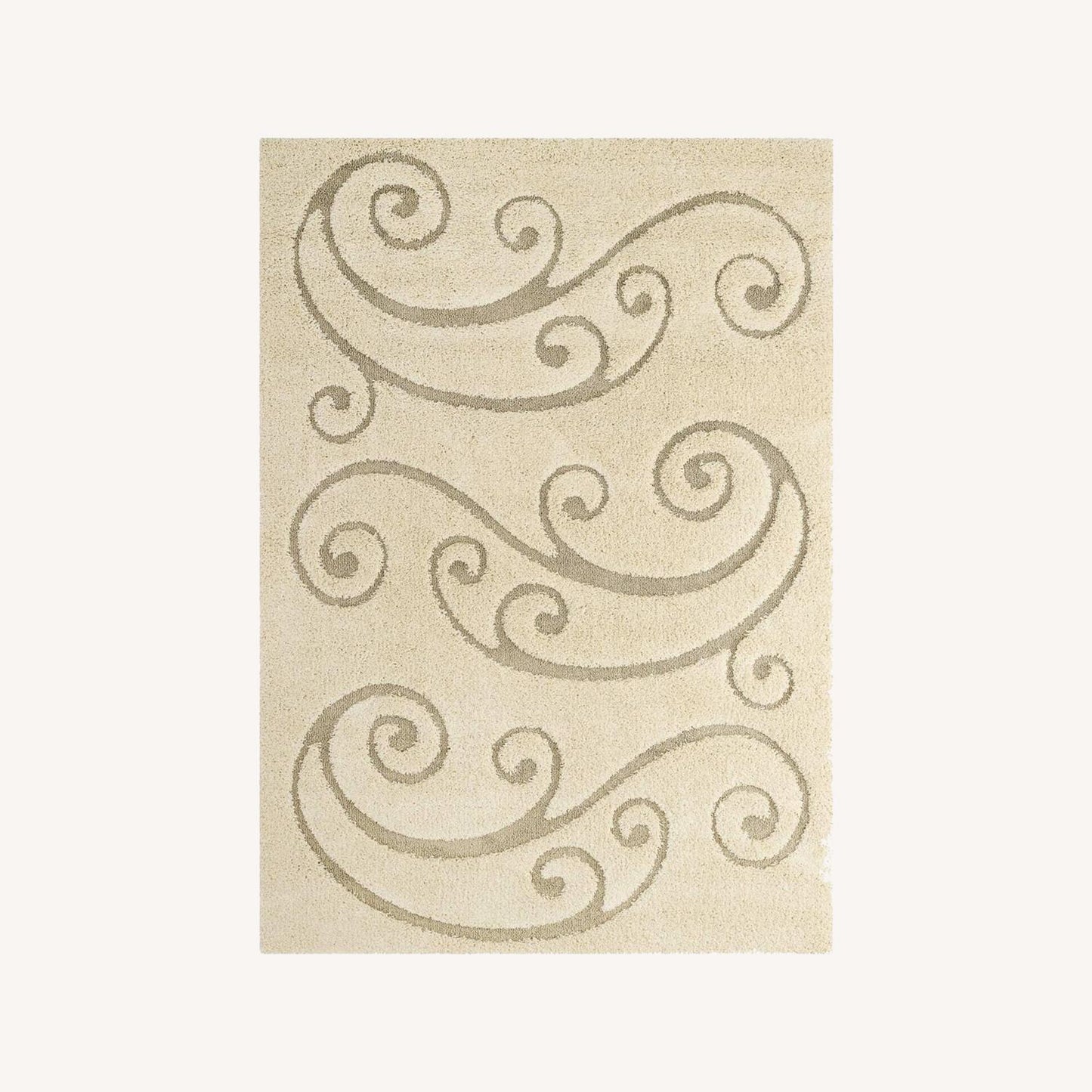 Other 8x10 Area Rug In Cream & Beige Scrolling Vine