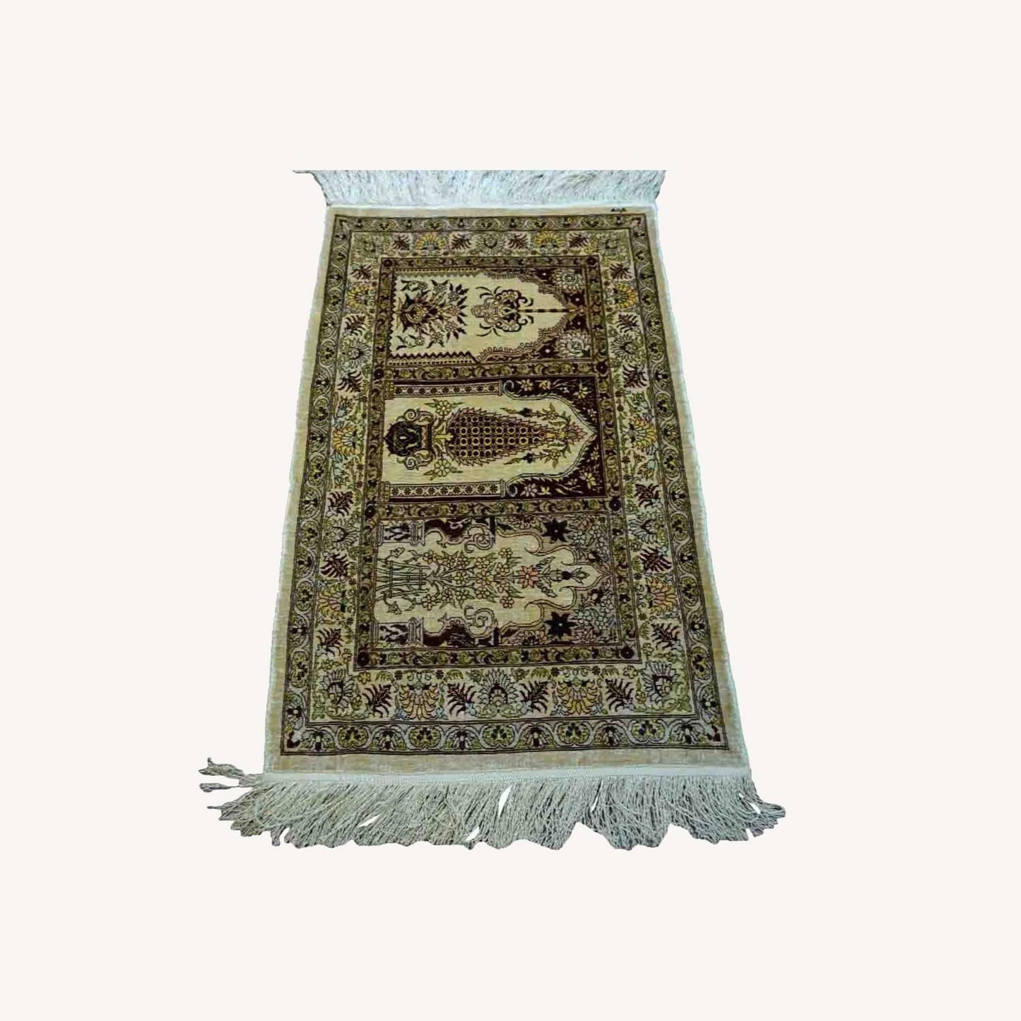 Handmade Vintage Turkish Hereke Silk Rug