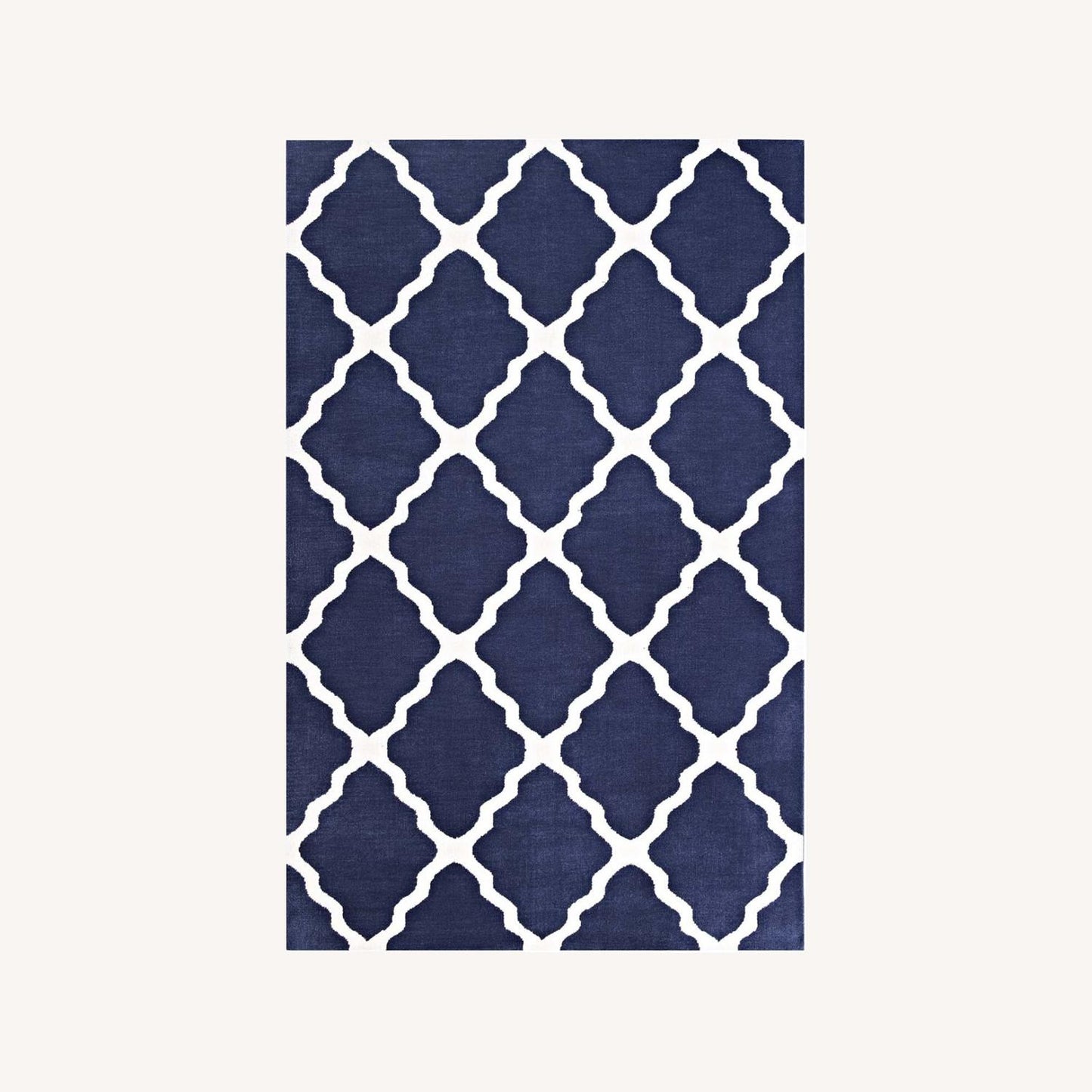 Other 8x10 Area Rug In Navy & Ivory Quatrefoil Pattern