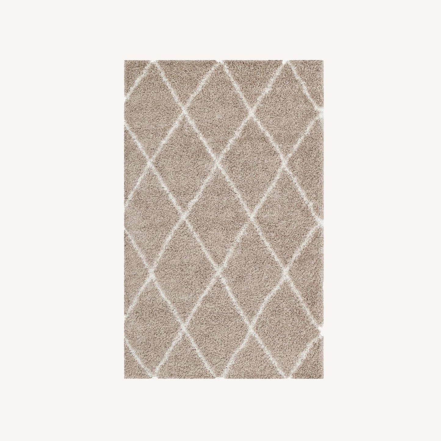 Other 5x8 Area Rug In Beige & Ivory Diamond Lattice