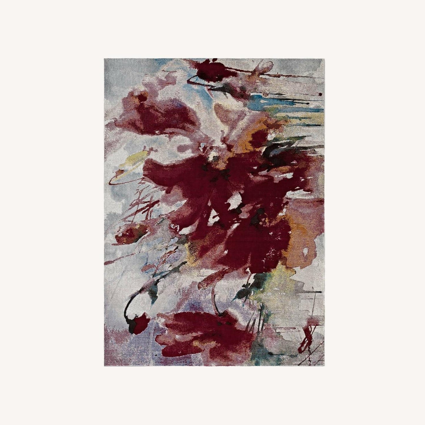 Other 4x6 Area Rug In Multicolor Floral Abstract Design