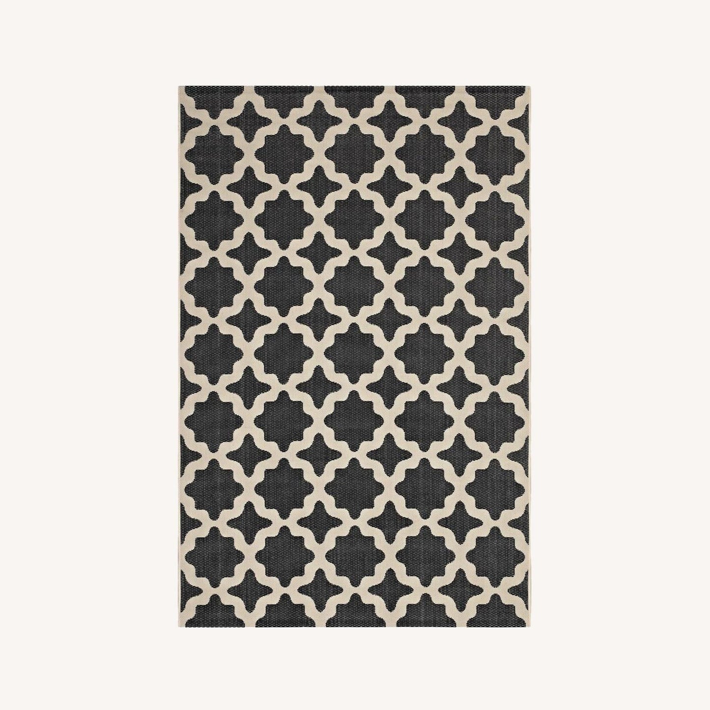 Other 8x10 Area Rug In Black & Beige Moroccan Trellis