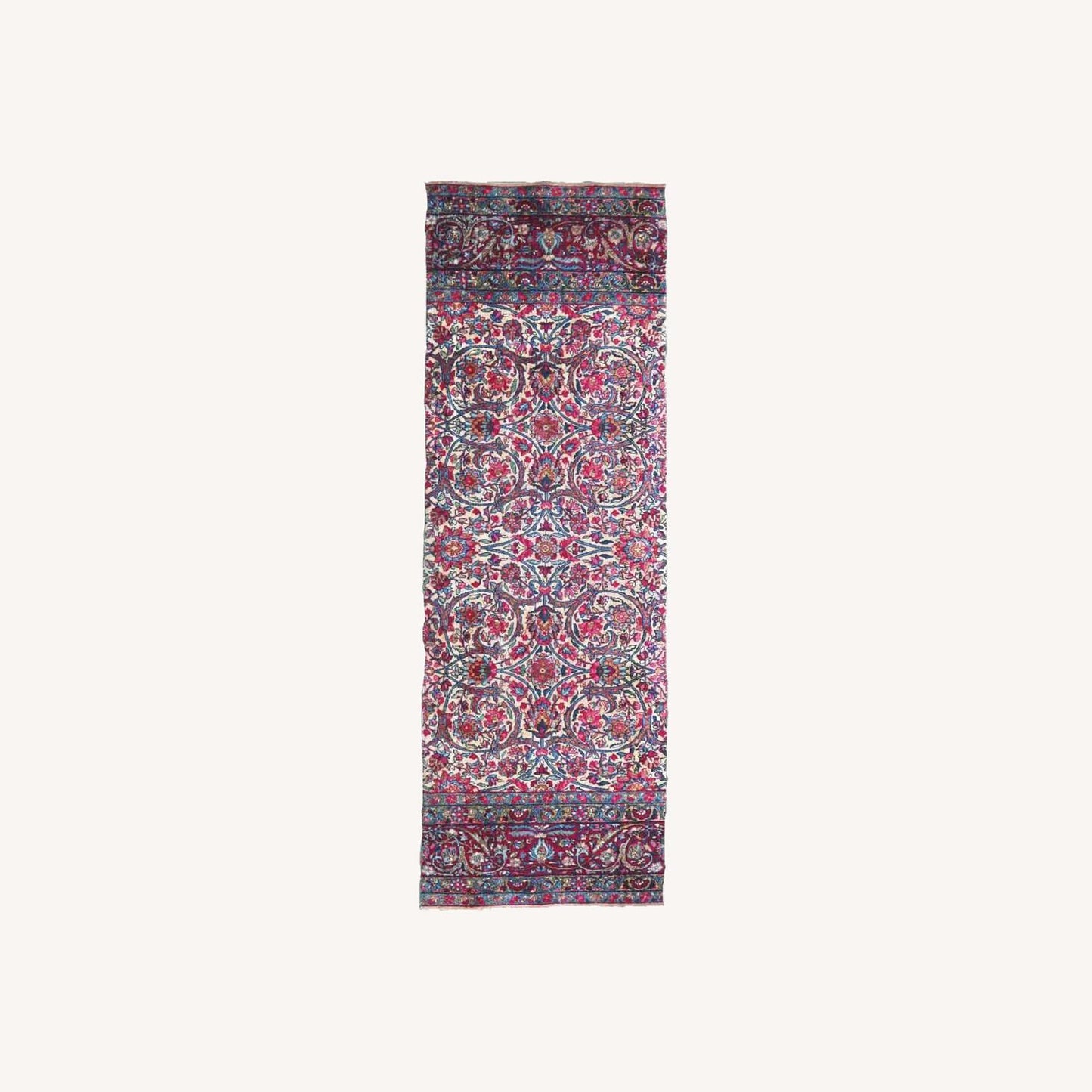 Handmade Antique Persian Kerman Fragment Runner