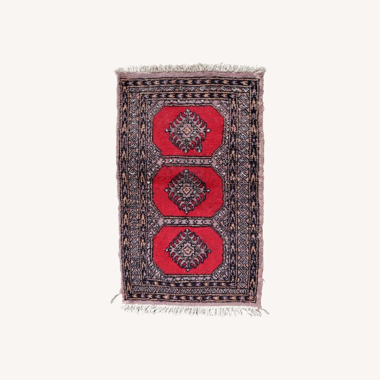 Handmade Vintage Uzbek Bukhara Rug