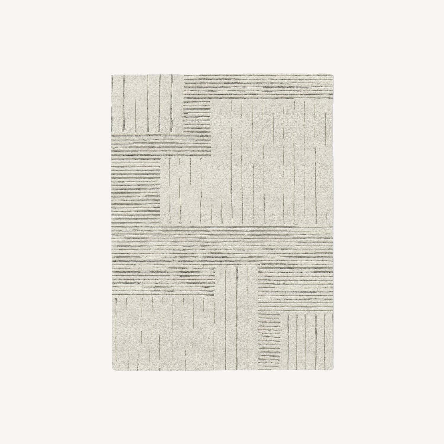  West Elm Painted Mixed Stripes Rug Alabaster