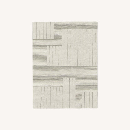  West Elm Painted Mixed Stripes Rug Alabaster