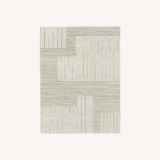  West Elm Painted Mixed Stripes Rug Alabaster