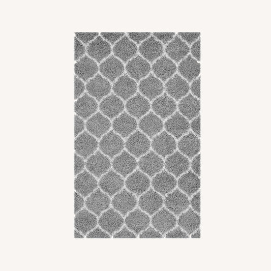 Other 5x8 Area Rug In Gray & Ivory Moroccan Trellis