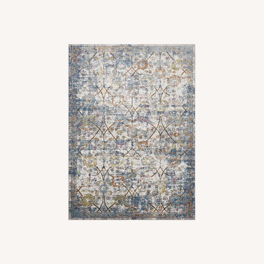 Other 8x10 Area Rug In Light Blue Floral Lattice Design