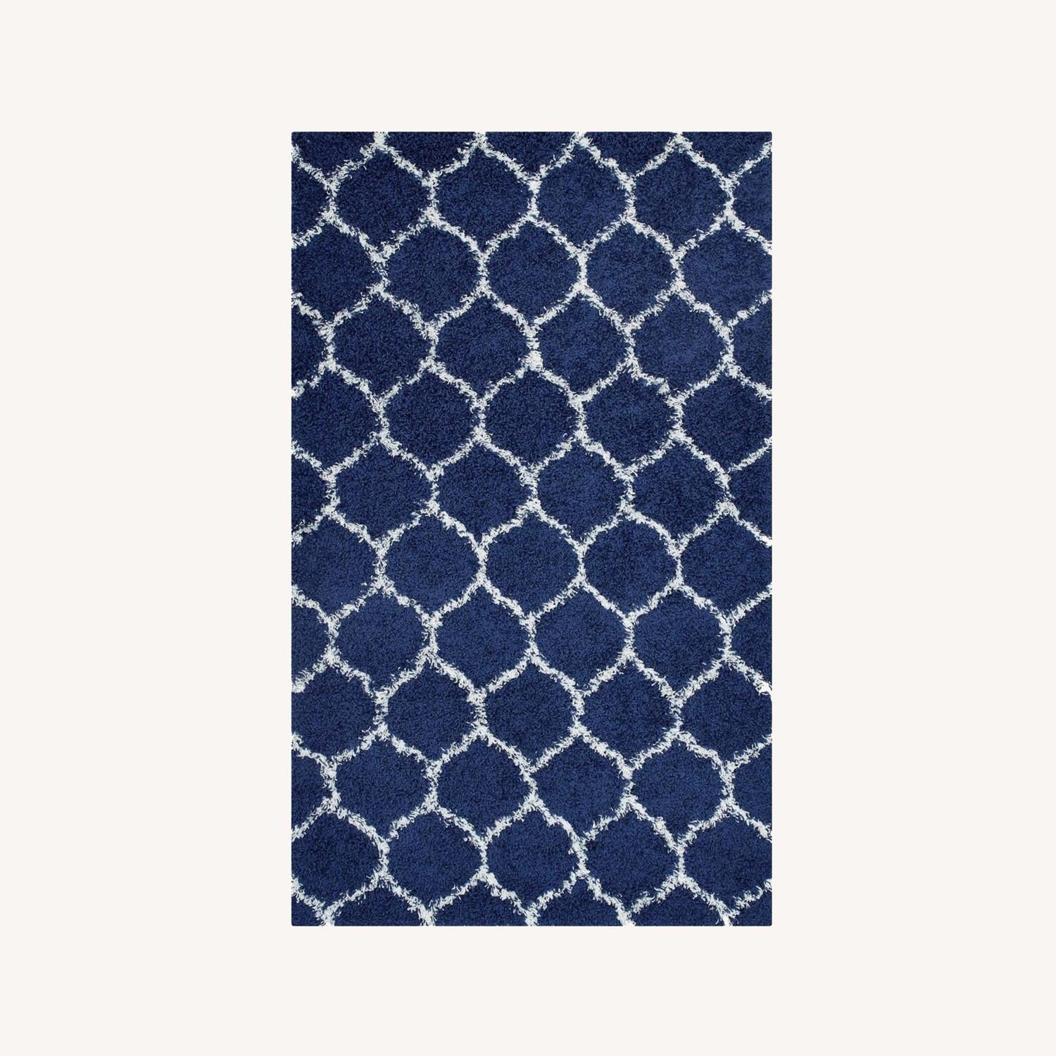 Other 5x8 Area Rug In Navy & Ivory Moroccan Trellis