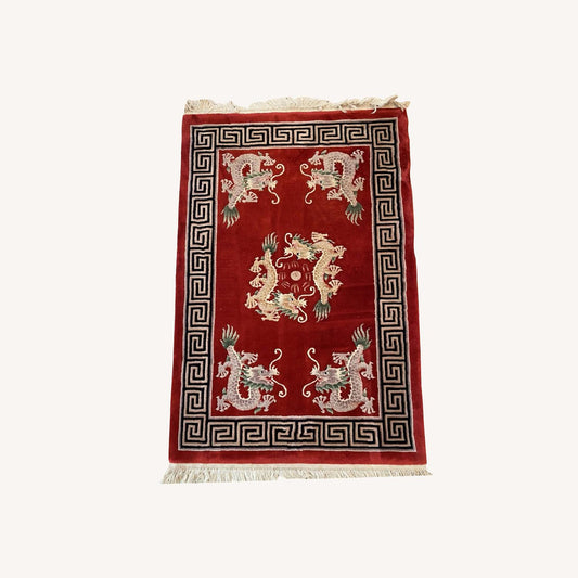  Original Vintage Art Deco Beijing Dragon Rug 4'x6'