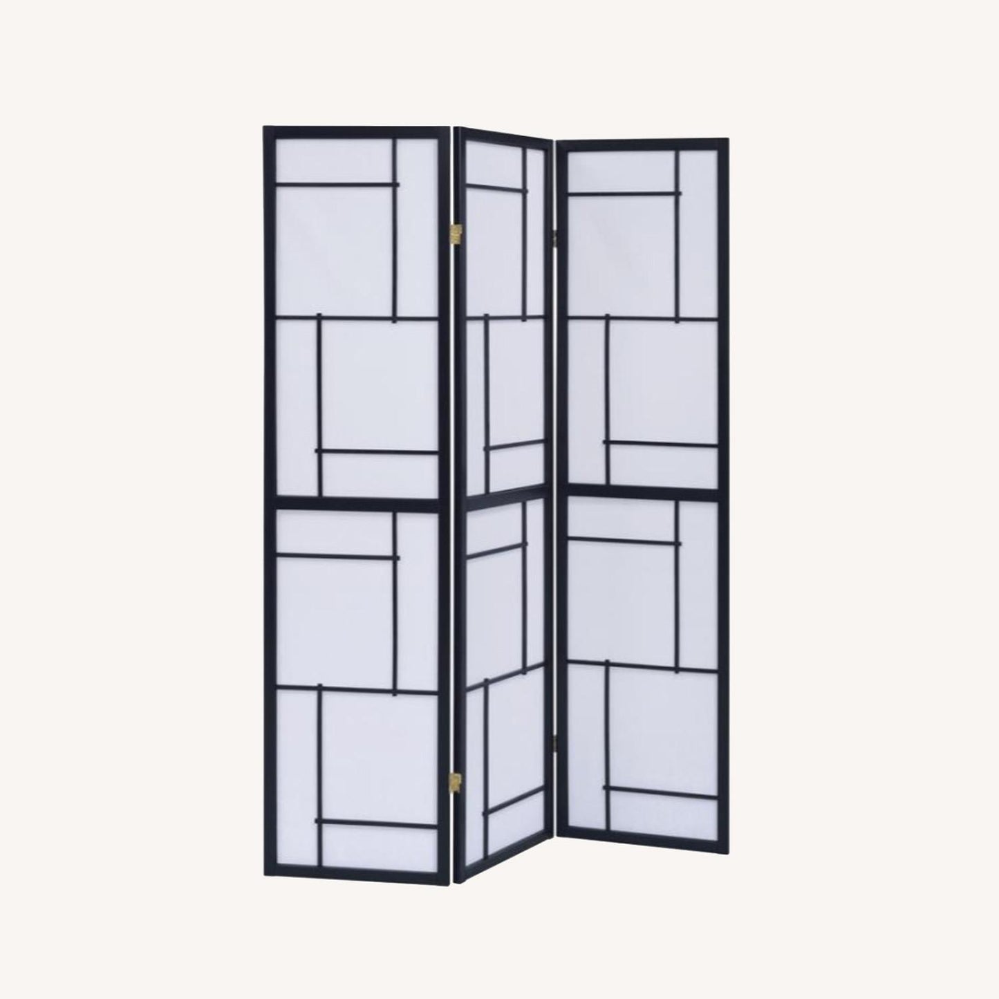Other 3-Panel Screen In White Paper W/ Black Wood Finish