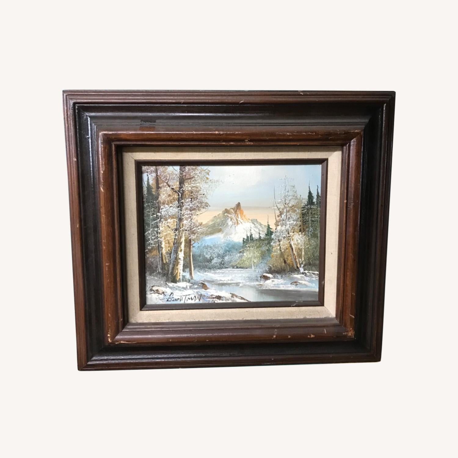  Vintage 1970s Signed Snow Landscape Oil Painting