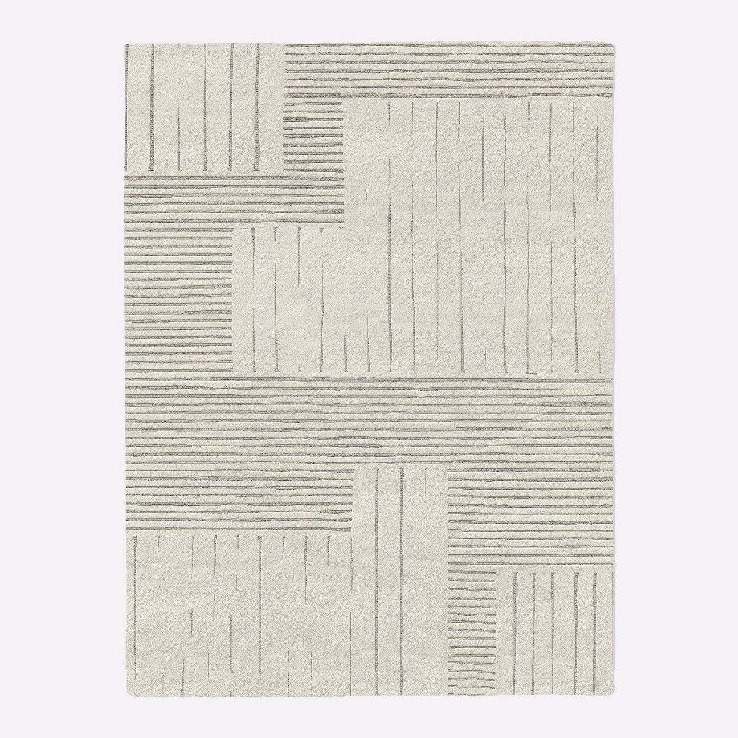  West Elm Painted Mixed Stripes Rug Alabaster