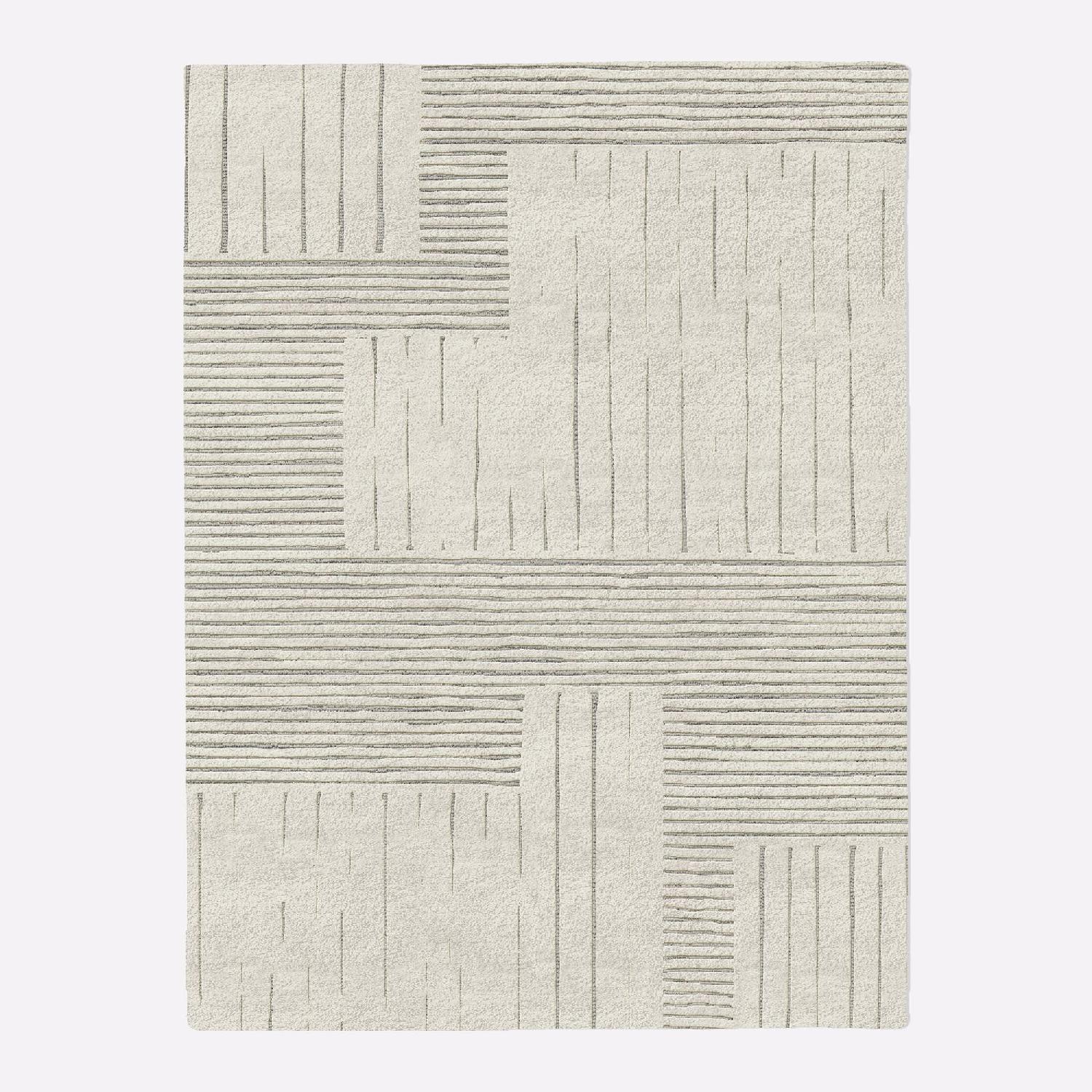 West Elm Painted Mixed Stripes Rug Alabaster