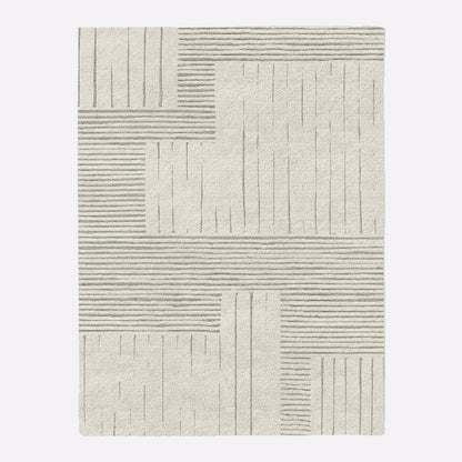  West Elm Painted Mixed Stripes Rug Alabaster