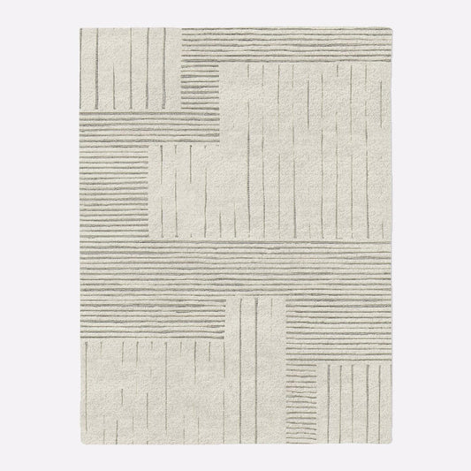  West Elm Painted Mixed Stripes Rug Alabaster