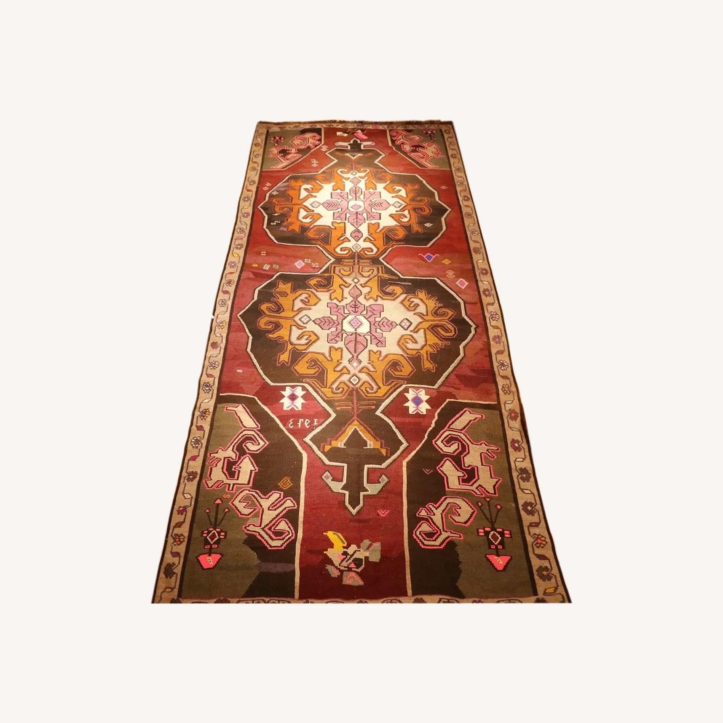  Vintage Hand-Knotted 1973 Signature Kars Runner