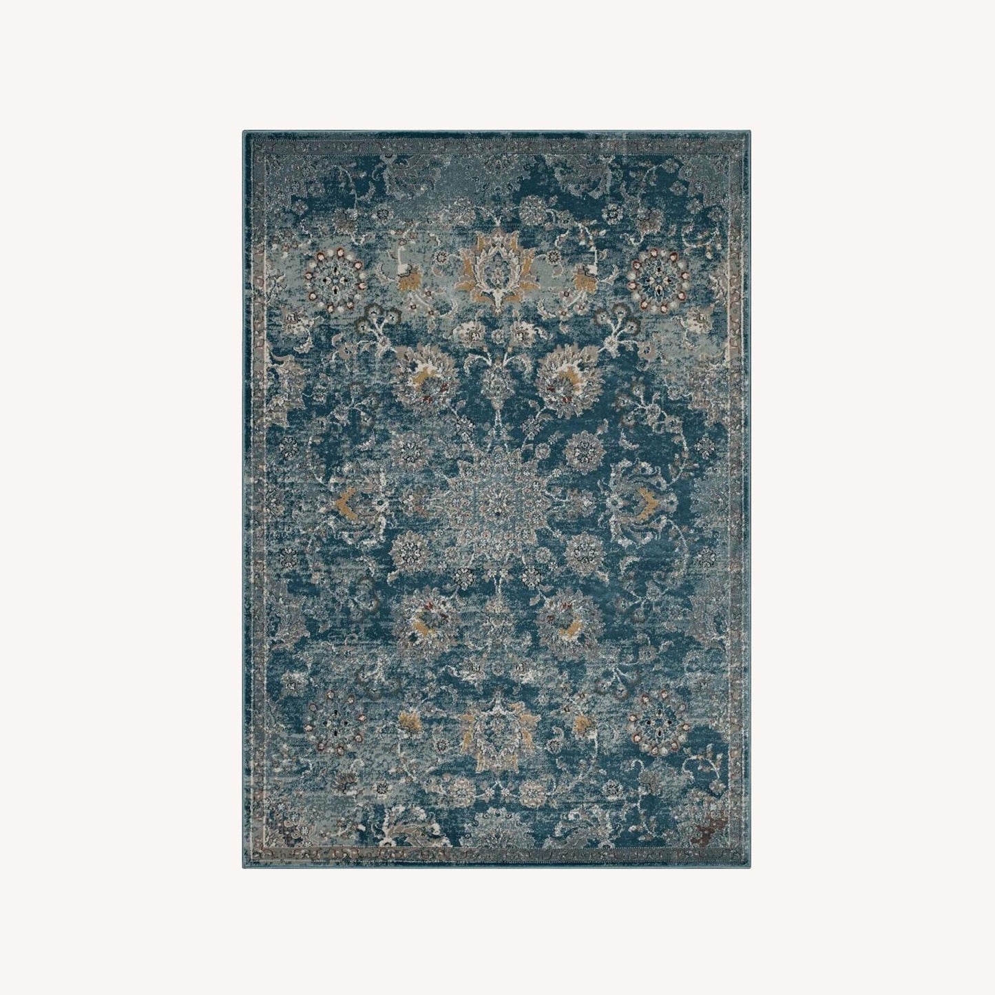 Other 5x8 Area Rug In Teal &Beige Floral Persian Pattern