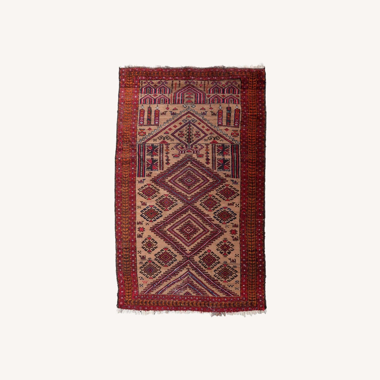  Handmade Antique Afghan Baluch Prayer Rug