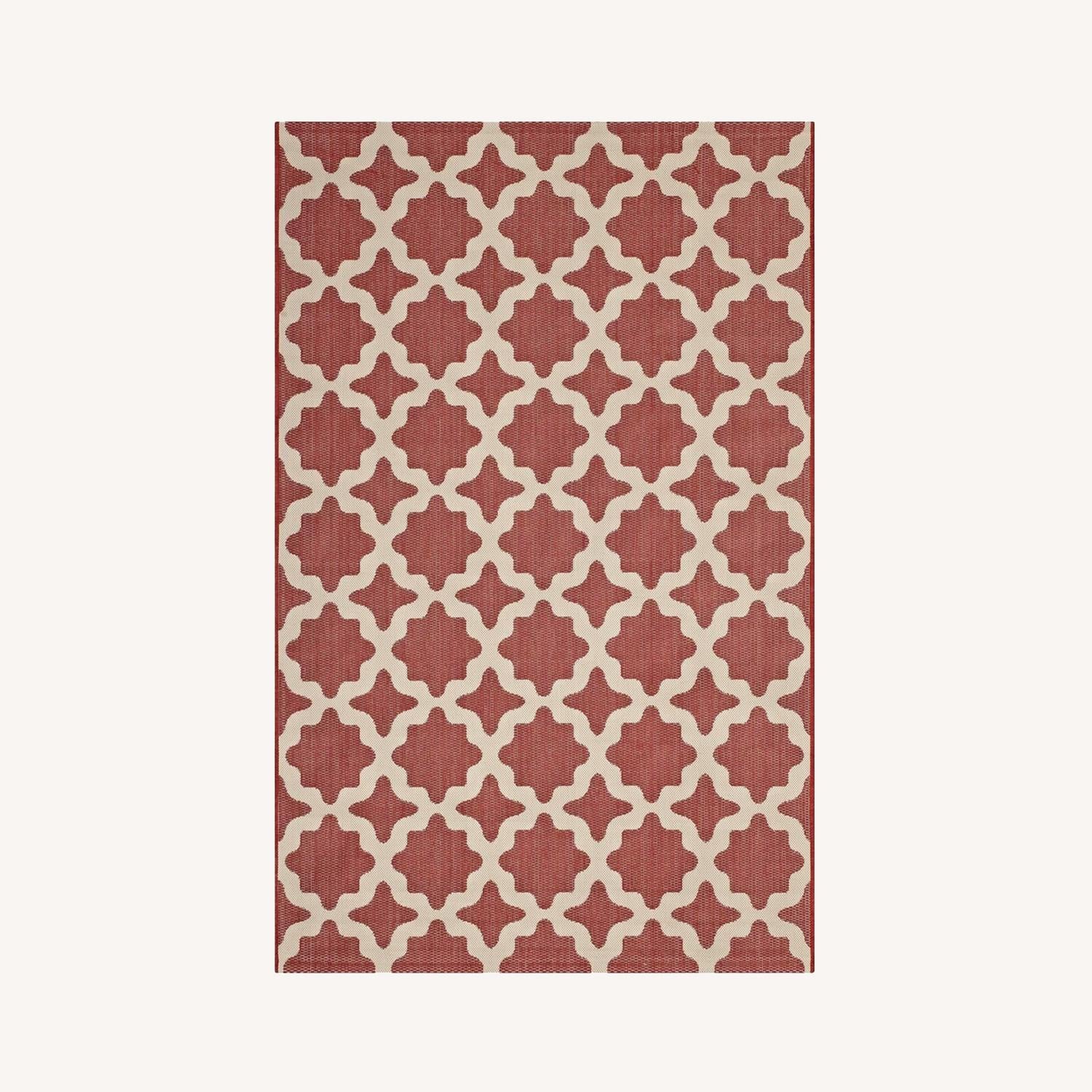 Other 8x10 Area Rug In Red & Beige Moroccan Trellis