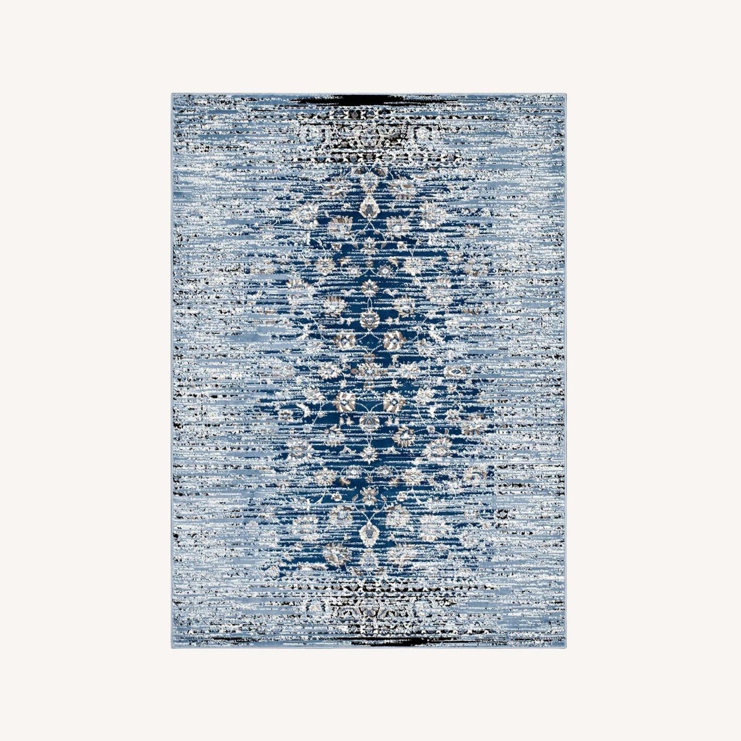Other 5x8 Area Rug In Moroccan Blue Distressed Floral