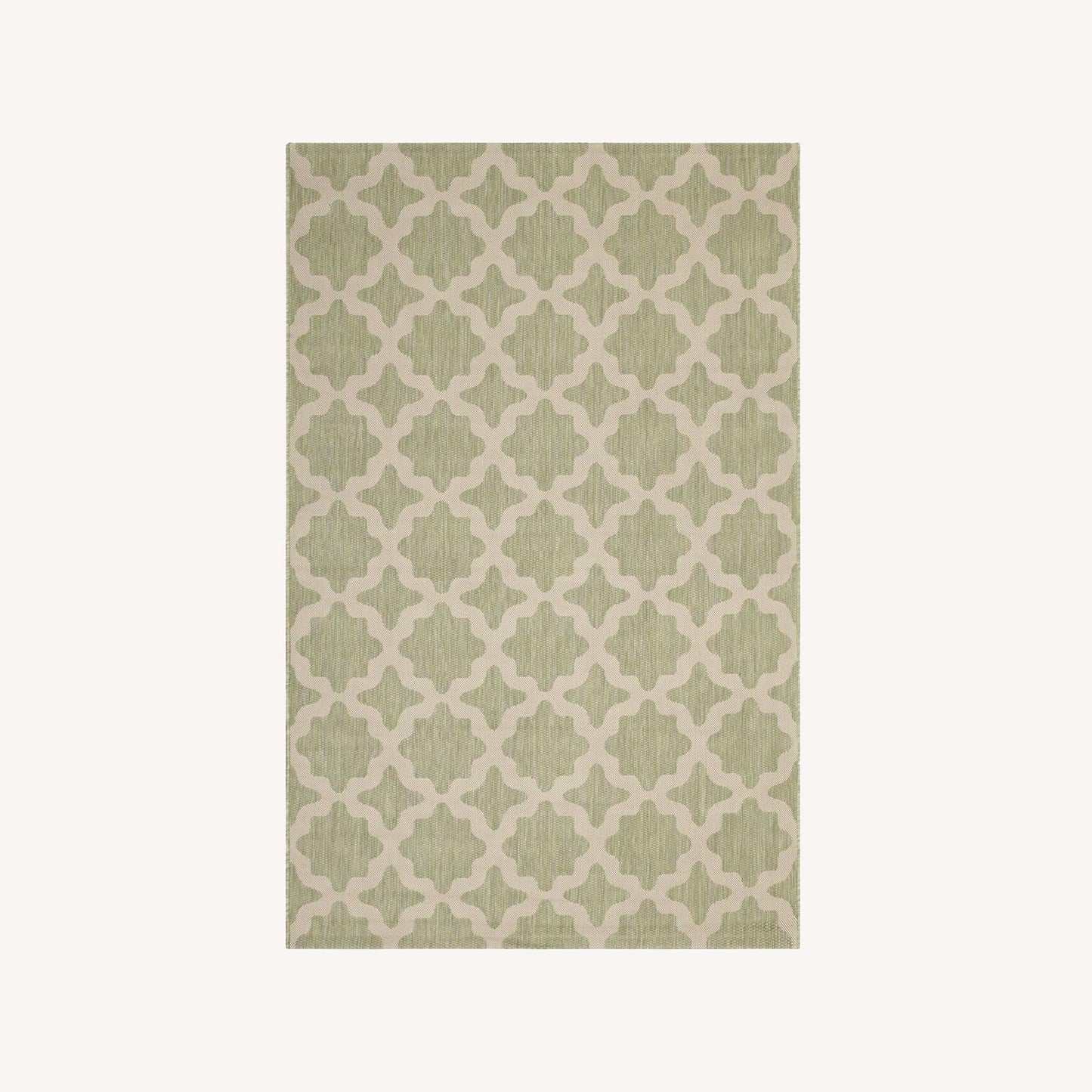 Other 5x8 Area Rug In Beige & Light Green Trellis