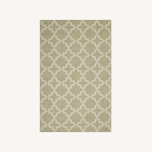 Other 5x8 Area Rug In Beige & Light Green Trellis
