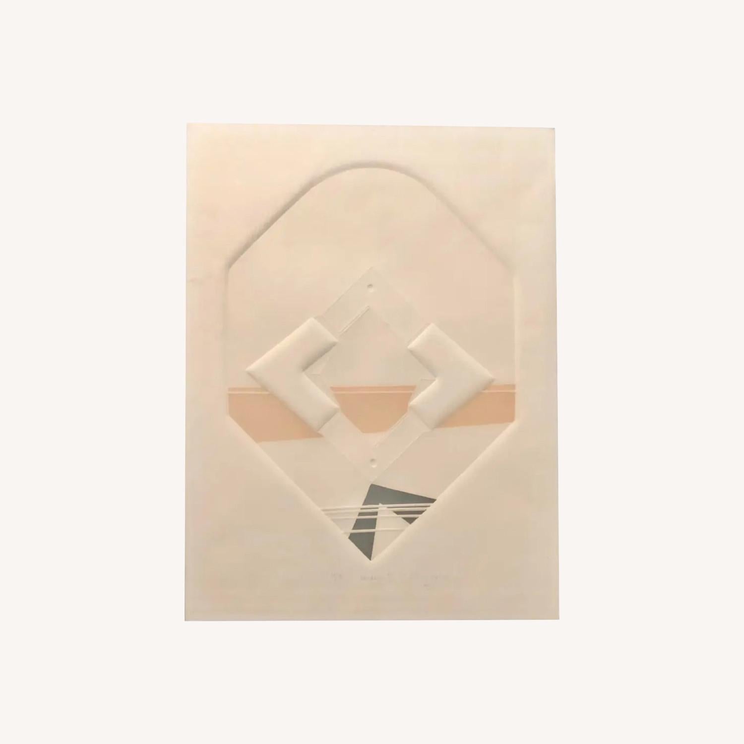Other Mid Century Geometric Abstract Art Print Embossed