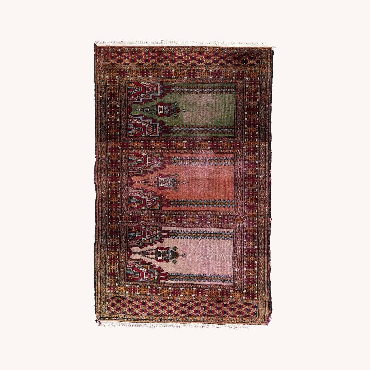  Handmade Vintage Uzbek Bukhara Prayer Rug