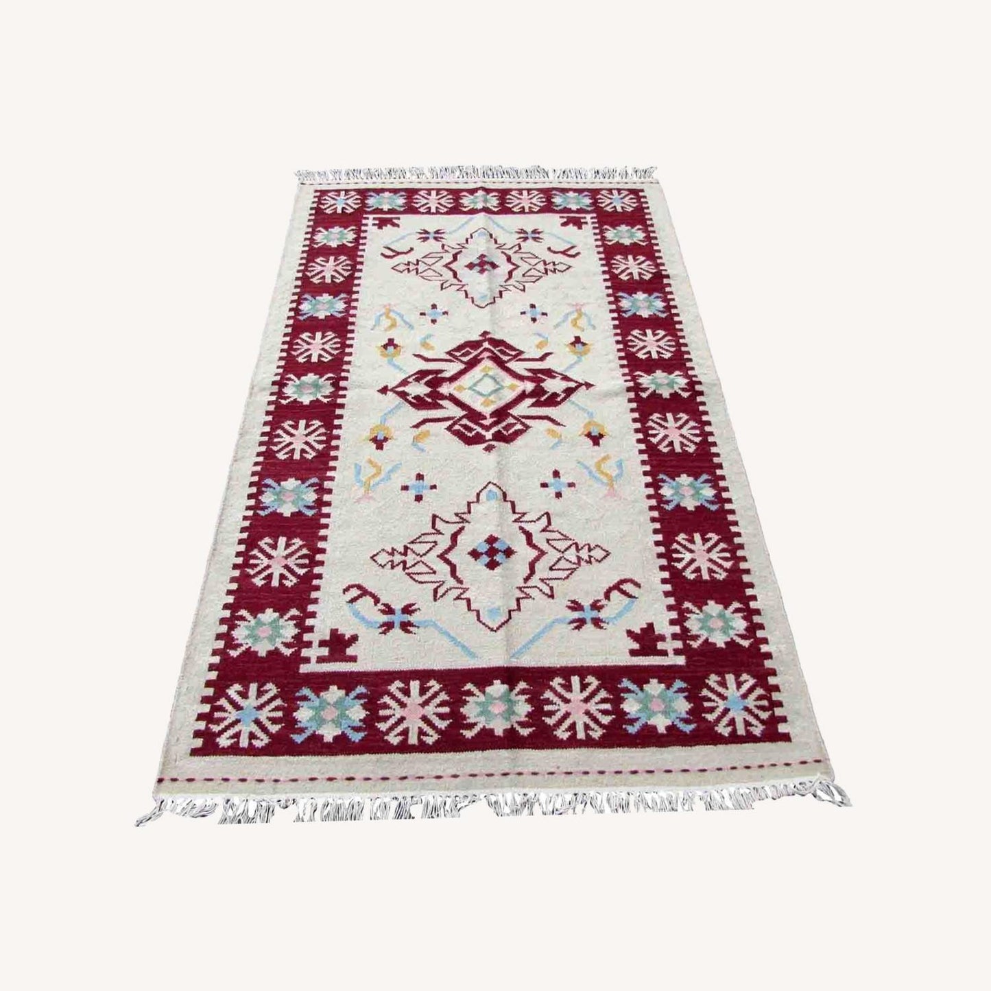  Handmade Vintage Indian Dhurri Kilim