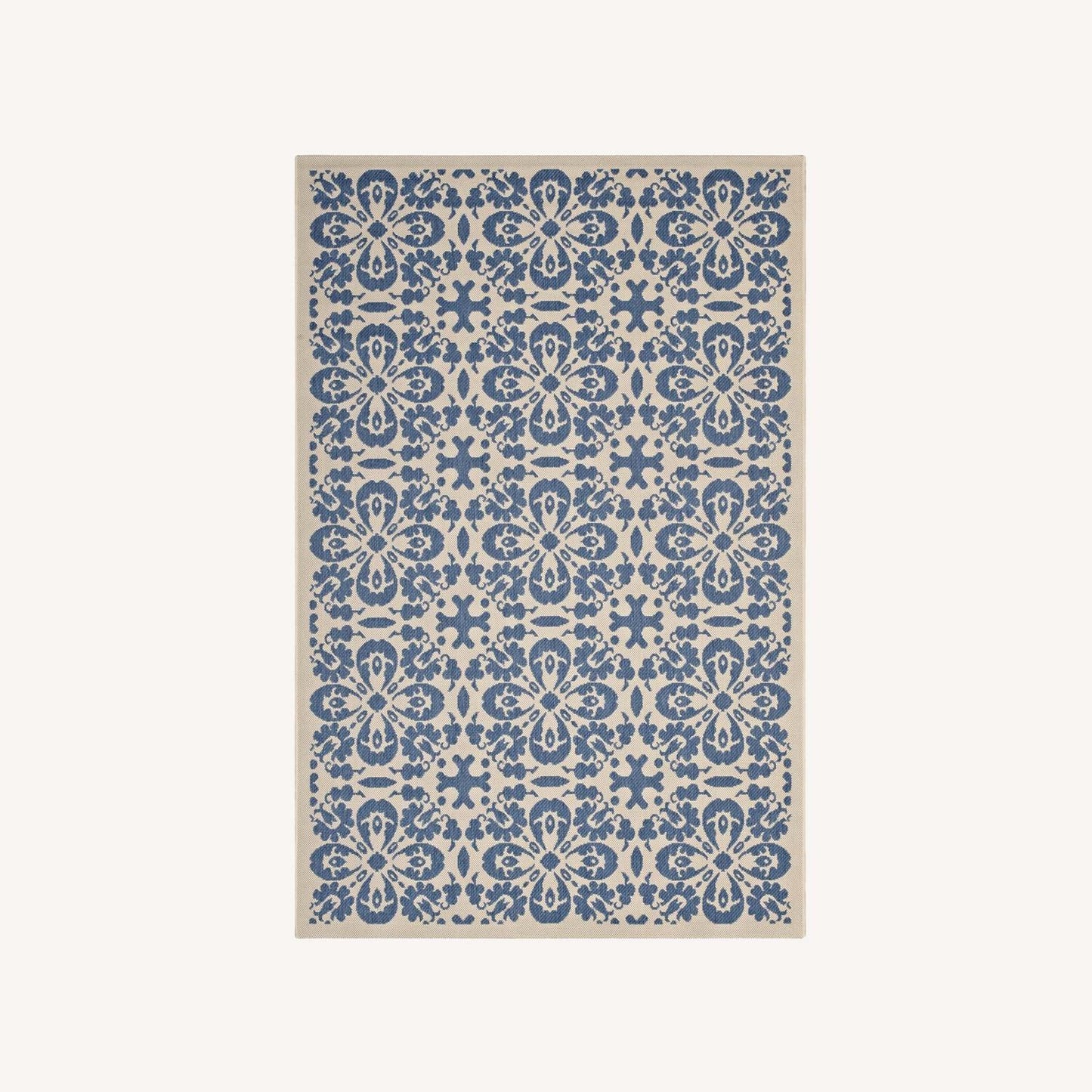 Other 5x8 Area Rug In Blue & Beige Floral Trellis