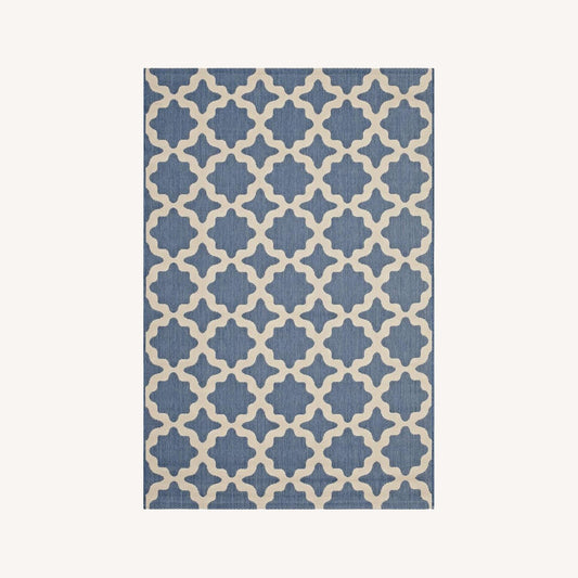Other 9x12 Area Rug In Blue & Beige Moroccan Trellis