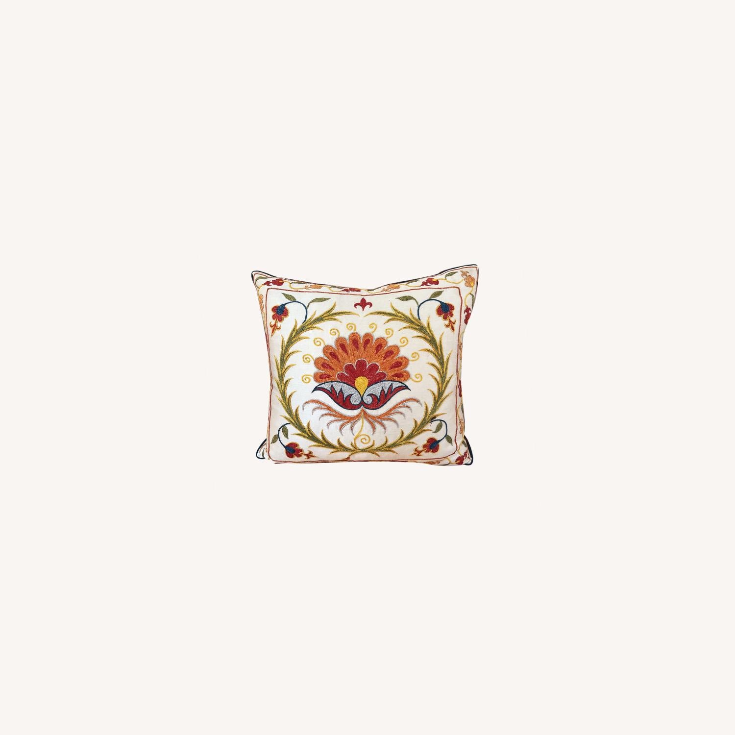  Bespoke Silk Mid Century Modern Green And Pattern Pillow