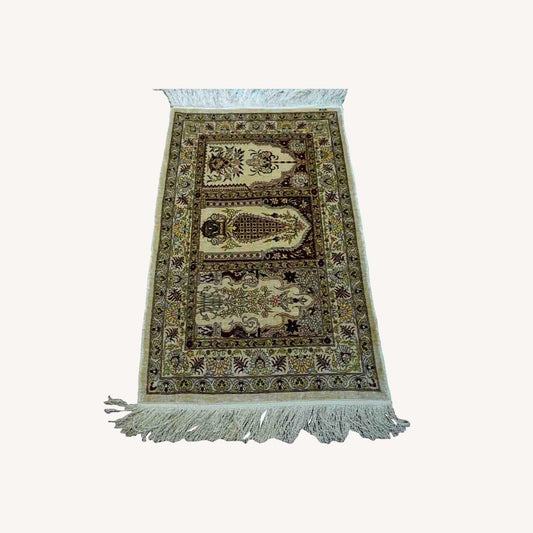  Handmade Vintage Turkish Hereke Silk Rug