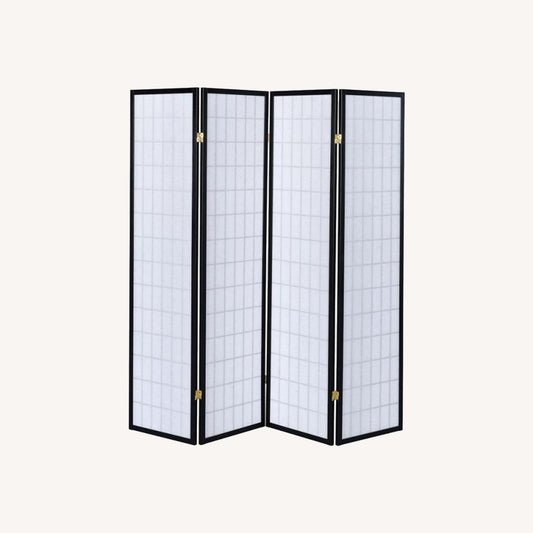 Other 4-Panel Screen In White W/ Linear Grid Design