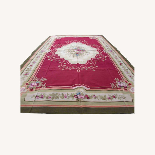  Handmade Vintage French Aubusson Rug