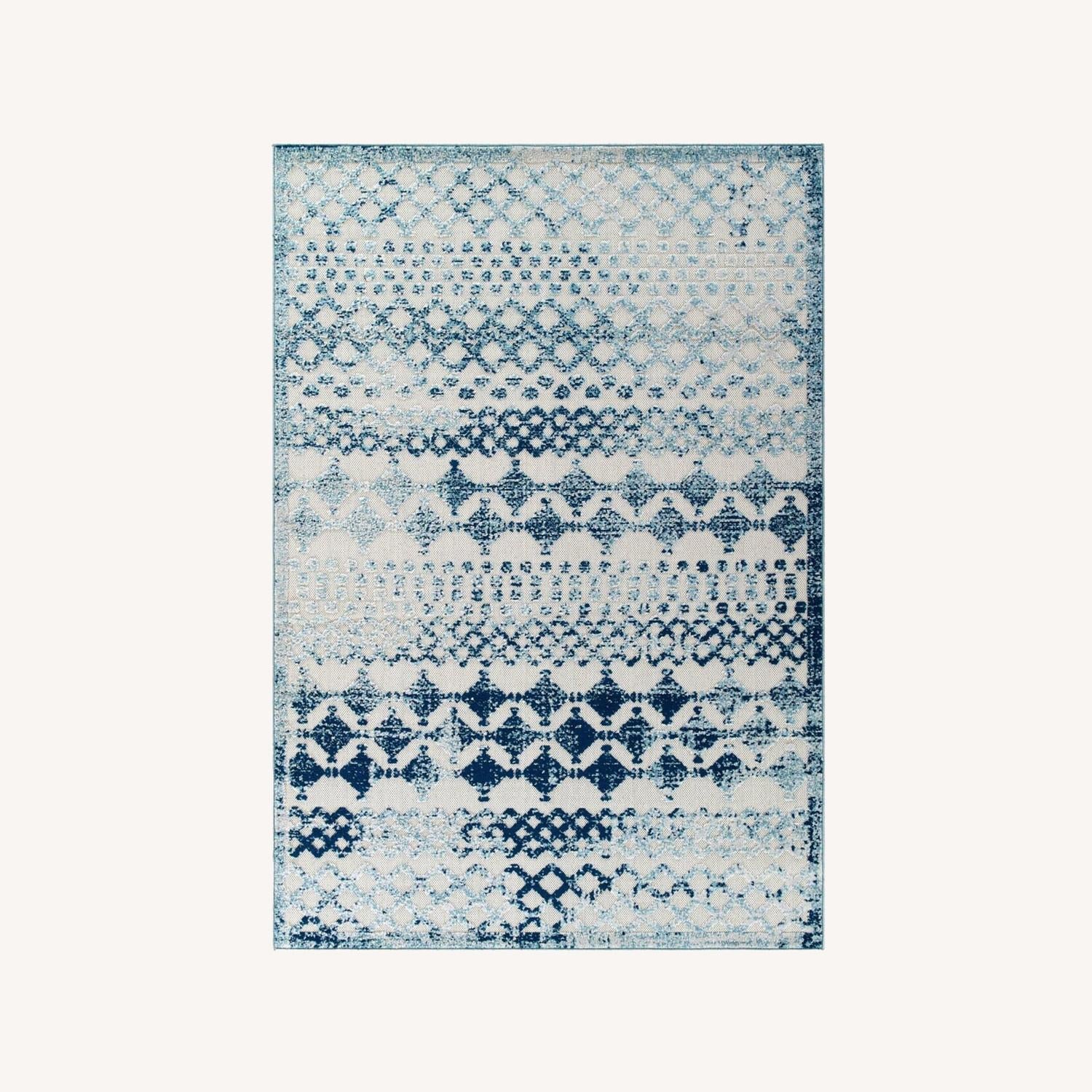 Other 5x8 Area Rug In Ivory & Blue Diamond Moroccan
