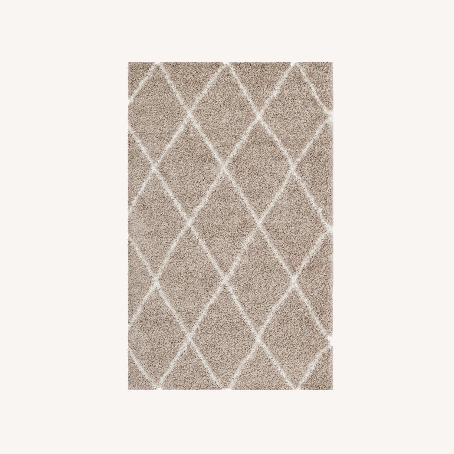 Other 5x8 Area Rug In Beige & Ivory Diamond Lattice