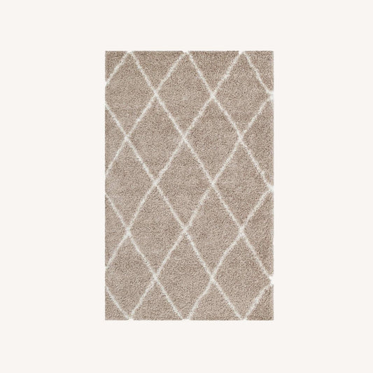 Other 5x8 Area Rug In Beige & Ivory Diamond Lattice