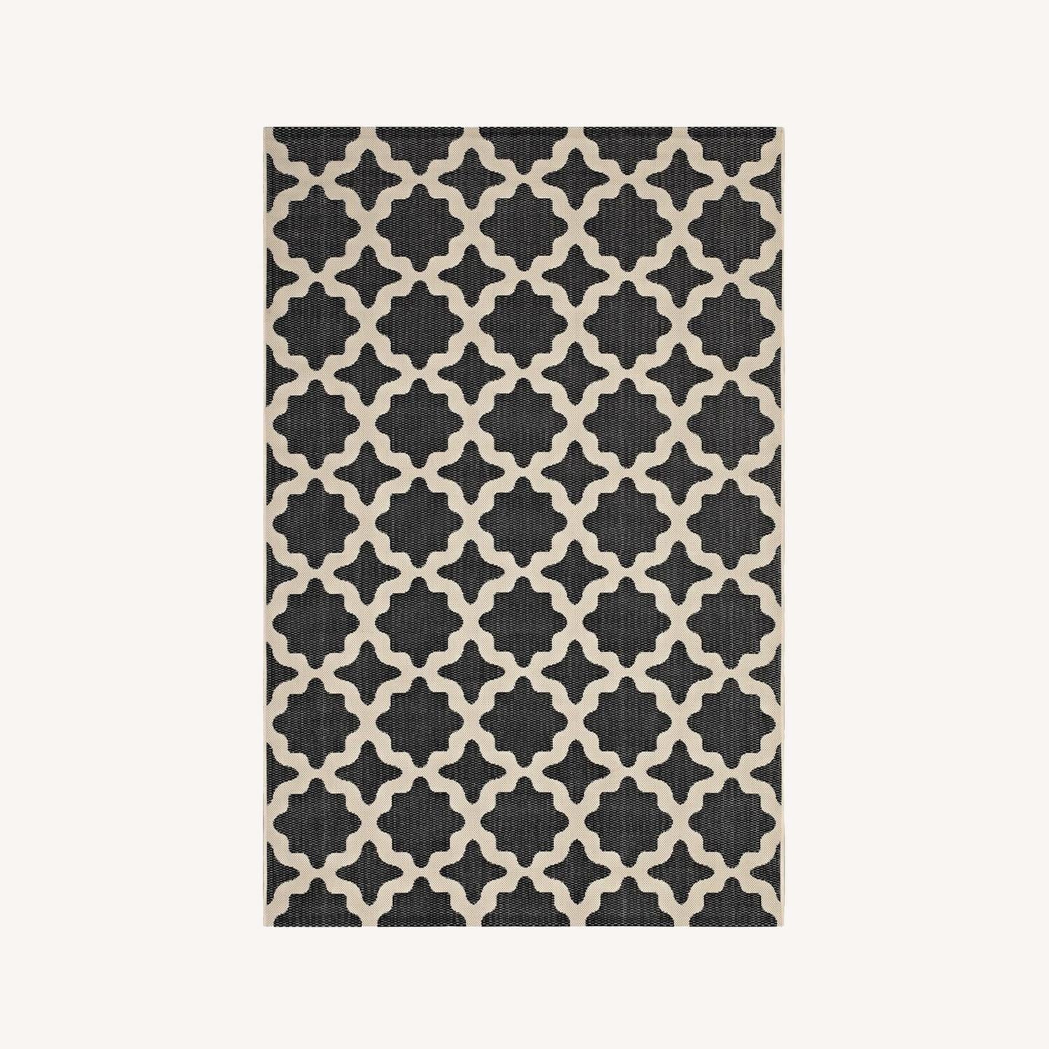 Other 8x10 Area Rug In Black & Beige Moroccan Trellis