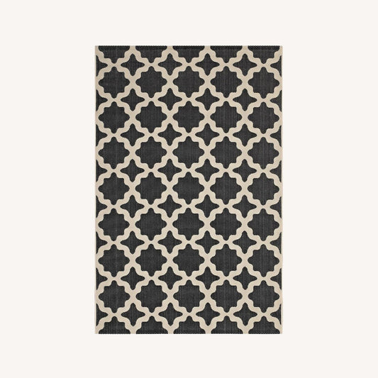 Other 8x10 Area Rug In Black & Beige Moroccan Trellis