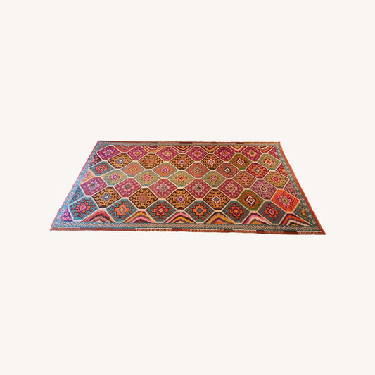  Midcentury Rug Vintage Turkish Cecim Kilim Large