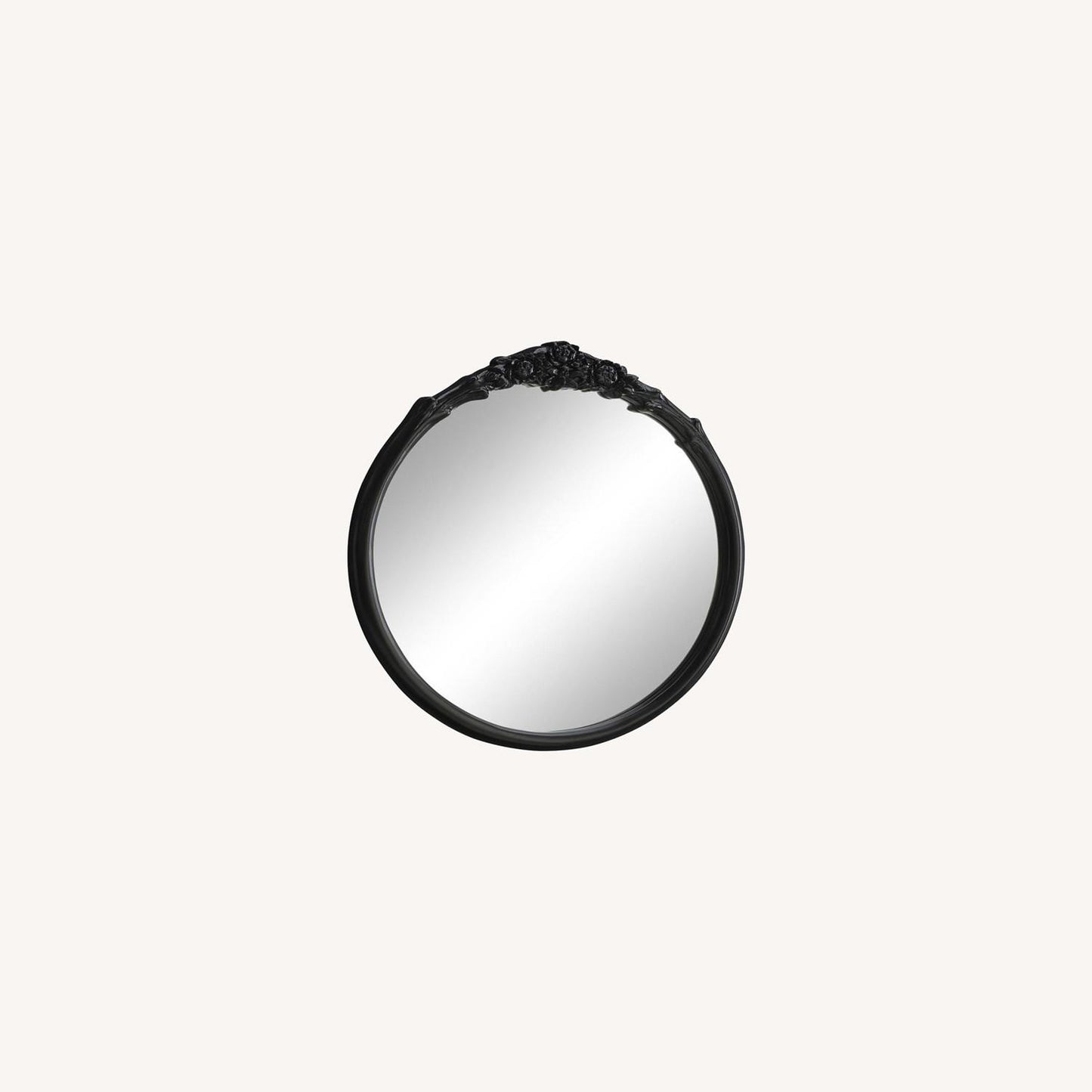 Other Round Mirror In Glossy Black W/ French Carving
