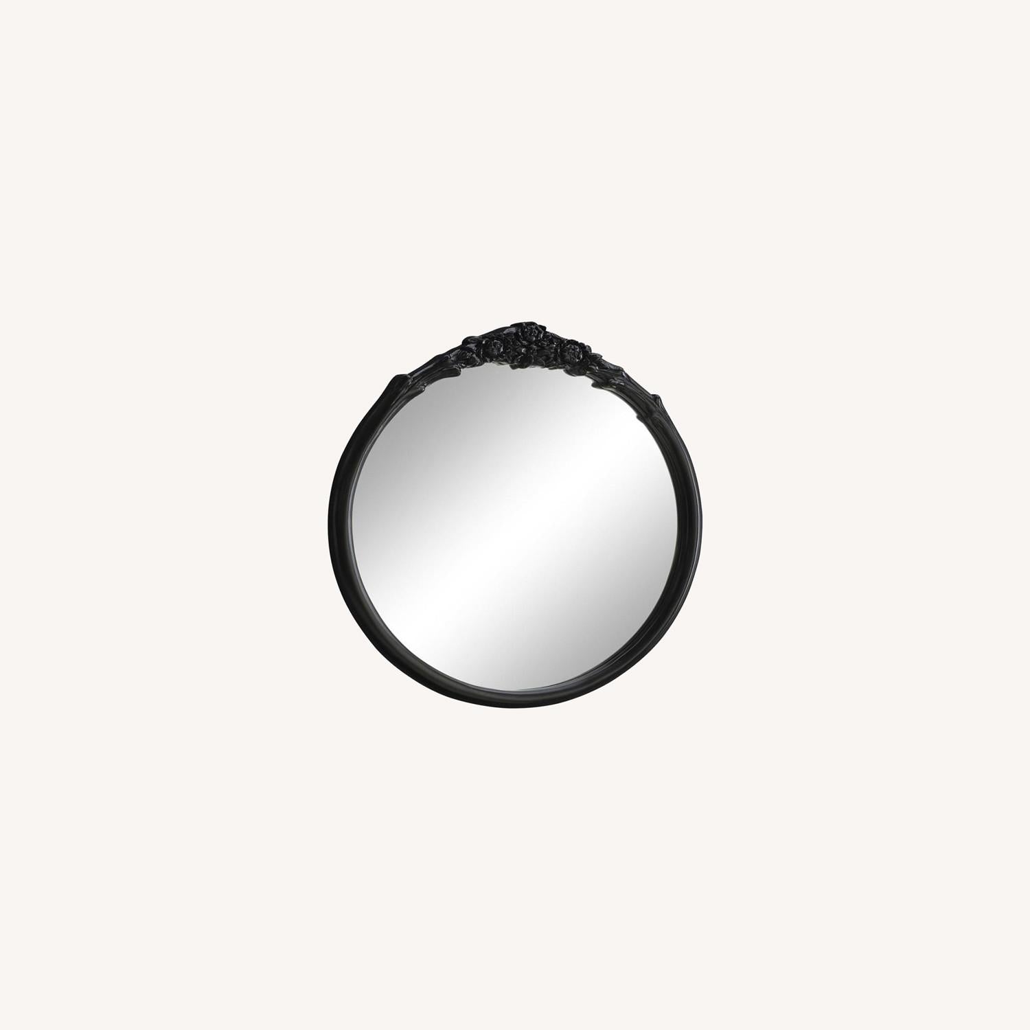 Other Round Mirror In Glossy Black W/ French Carving