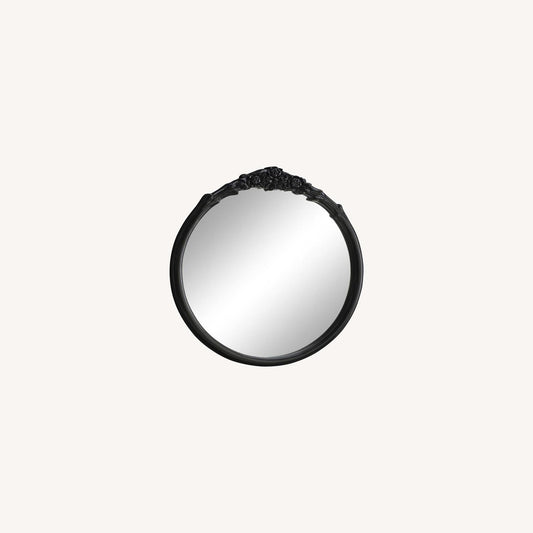 Other Round Mirror In Glossy Black W/ French Carving